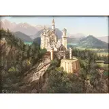 Neuschwanstein Castle by Hubert Sattler, oil on board, sold Mar 2025
