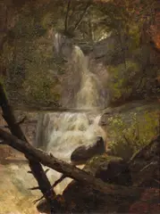 Waterfall Near Tivoli by John Frederick Kensett, 1862, oil on canvas, sold Mar 2025