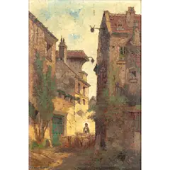 Untitled by Edwin Deakin, oil on panel, sold Mar 2025