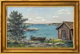 Fisherman's Log Cabin by the Lake by Bo von Schwerin, Oil on Canvas, sold Apr 2026