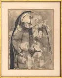 Abstract Seated Figure by Oreste Dequel, Mixed Media on Paper, sold May 2026