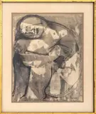 Abstract Seated Figure by Oreste Dequel, Mixed Media on Paper, sold May 2026