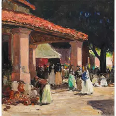 Pottery Market by Orrin Augustine White, oil on canvas, sold Mar 2025