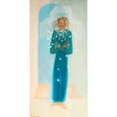 Untitled (Jesus Christ) by Marcia Gaiter, oil on panel, sold Mar 2025