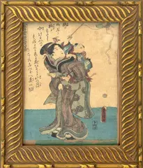 Mother Carrying Child with Owl Kite by Utagawa Kunisada, Woodblock Print in Colors, sold May 2026