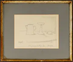 Still Life Scene by Giuseppe Napoli, 1961, Graphite, sold May 2026