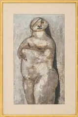 Standing Nude Woman by Oreste Dequel, Mixed Media on Paper, sold May 2026