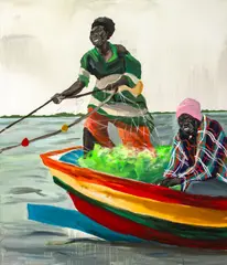 Untitled (Fishing Scene) by Marcus Brutus, 2022, Acrylic on Canvas, sold Apr 2026