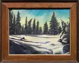 Snowy Landscape by Charles Felker, oil on canvas, sold Feb 2025