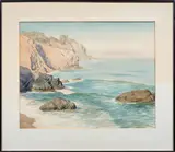 California Beach by Lee Adair, 1978, watercolor, sold Feb 2025