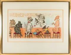 Untitled by Boris O'Klein, etching with aquatint, sold Feb 2025