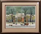 Winter Street Scene by Michel Delacroix, lithograph, sold Feb 2025