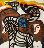 Alice in Wonderland by Walter Gaudnek, 1969, Oil on Canvas, sold Apr 2026