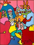 Untitled (Abstract Figural Composition) by Ruth Mollo, 1975, Acrylic on Canvas, sold Apr 2026