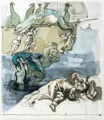 The Ferry Girl I by Paula Rego, 1992, Ink and Watercolor on Paper, sold May 2026