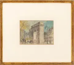 Washington Square Arch by Everett Shinn, 1948, Watercolor and Graphite on Board, sold May 2026