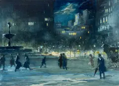 Grand Army Plaza by Everett Shinn, Watercolor and Gouache on Board, sold May 2026