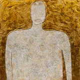 Man by Hoang Thanh Vinh Phong, 2006, mixed media on panel, sold Feb 2025