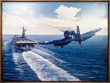 Corsair Landing on an Aircraft Carrier by Stan Stokes, giclee print on canvas, sold Feb 2025