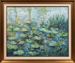 Water Lillies on the Claise I by J. S. Cartier, 1965, oil on canvas, sold Mar 2025