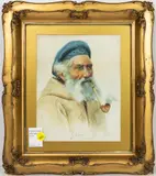 Untitled (Smoking Man in Sorrento) by Giuliano de Luca, watercolor, sold Mar 2025