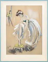 Curtain Time by Cydney Grossman, Watercolor and Pastel on Toned Paper, sold May 2026