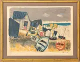 Fisherman Huts by Serge Shart, Lithograph in Colors, sold Jul 2026