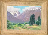 Mountain Scene by Esther Eddy Hasting, oil on canvas, sold Mar 2025