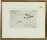Three Trout by William J. Schaldach, 1930, etching, sold Mar 2025
