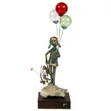Girl with Balloons by Malcolm Moran, mixed media sculpture, sold Mar 2025