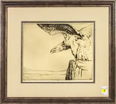 Eagle by Henry Emerson Tuttle, etching, sold Mar 2025