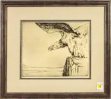 Eagle by Henry Emerson Tuttle, etching, sold Mar 2025