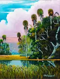 Marsh Landscape by Mary Ann Carroll, 2003, oil on board, sold Apr 2025
