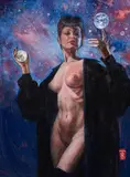 Sorceress by Russell R. Tripp, 2021, acrylic on board, sold Apr 2025
