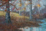 Untitled (Autumn Wooded Scene) by William Arnold Eyden Sr., gouache, sold Apr 2025