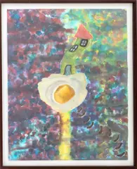 Sunny Side Up Egg by Jan Gatewood, Mixed Media on Paper, sold May 2026