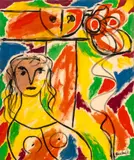 Untitled (Abstract Figures) by Walter Gaudnek, Oil on Canvas, sold May 2026