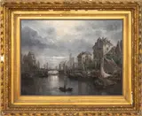 Village Landscape Scene with Canals by Carl Dietze, Oil on Canvas, sold May 2026
