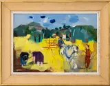 Harvesting Wheat by Maurice Gripe, Oil on Canvas, sold May 2026