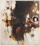 Untitled by David Hazelwood, mixed media on board, sold Apr 2025