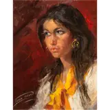 Portrait of a Young Woman by Lucio Tafuri, oil on board, sold Apr 2025