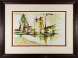 Harbor by William A. Stanford, watercolor, sold Apr 2025