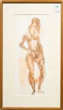 Nude Study by Chaim Gross, watercolor and pencil on paper, sold Apr 2025