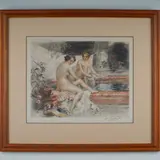 Hand-Colored Etching by Two Nudes, Hand-colored etching titled Two Nudes, sold Jun 2025