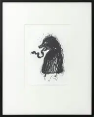 Snake Tongue Creature by Robert Dandarov, 1985, Mixed Media on Paper, sold Jun 2026