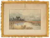 River Landscape Scene by W.F. Dell, Watercolor on Paper, sold Jun 2026