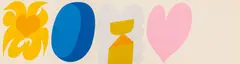 Hearts and Shapes by Carol Summers, Woodblock Print in Colors on Cardstock, sold Jun 2026