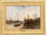 Bord de la Seine" [Bank of the Seine] by Eugène Ciceri, Oil on Wood Panel, sold Jun 2026
