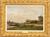 Bord de Riviere" [Bank of the River] by Émile Lambinet, 1875, Oil on Panel, sold Jun 2026