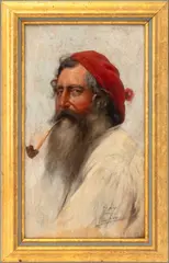 Portrait of a Man Smoking a Pipe by Bernardo Hay, Oil on Panel, sold Jun 2026